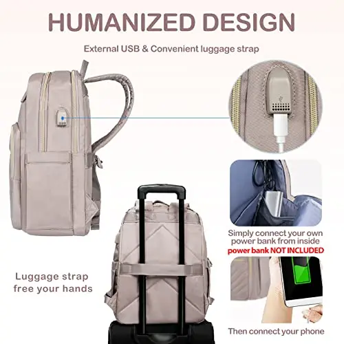 VANKEAN 15, 6 pollici Laptop Backpack per le donne lavoro Laptop Bag moda con porta USB, impermeabile borsa zaini borse miniatura 3