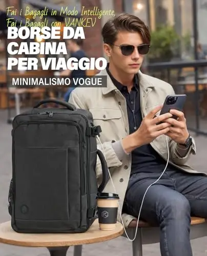 VANKEV Zaino da viaggio Uomo Grigio 3376058 miniatura 2