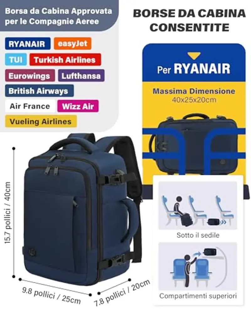 VANKEV Zaino da viaggio Uomo Blu 1917638 miniatura 3