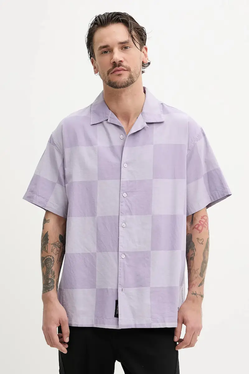 camicia in cotone uomo colore violetto VN000M18E571