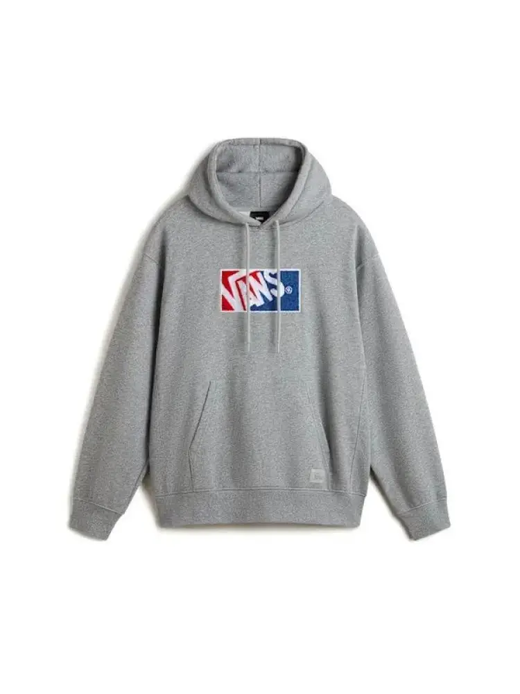 felpa con cappuccio in cotone grigio con box logo