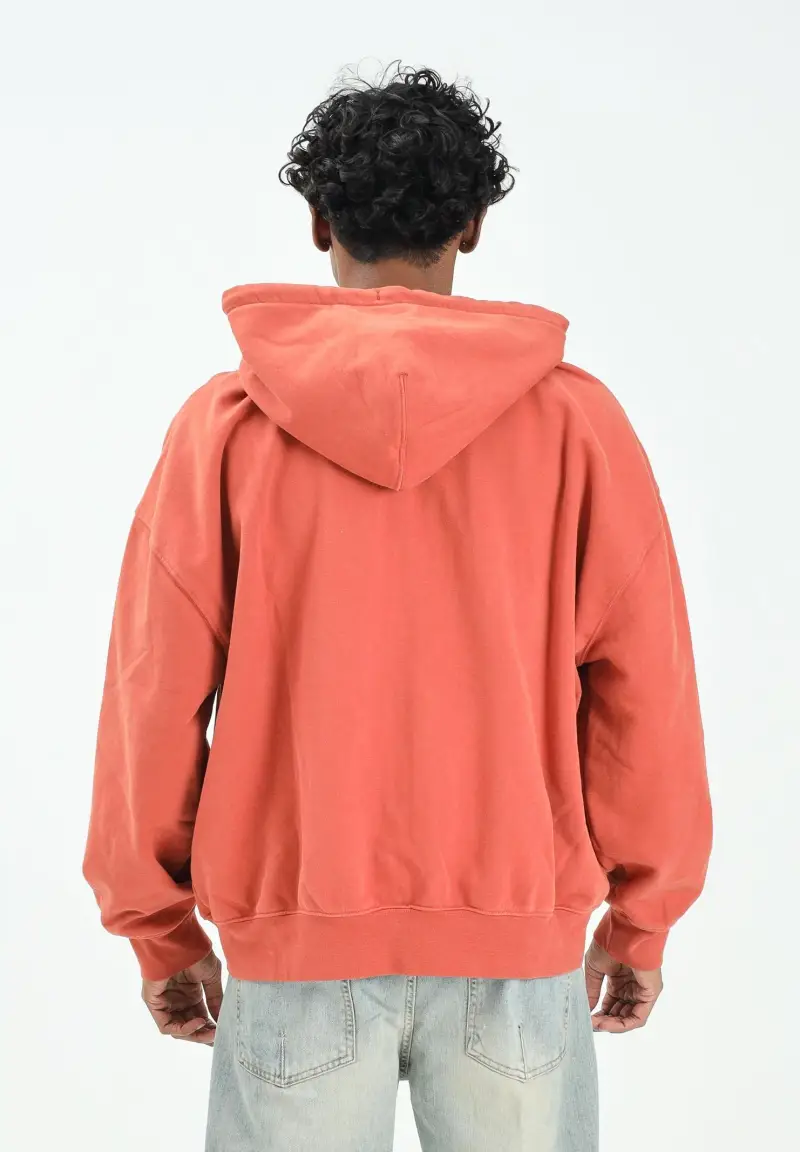 Felpa con zip Faded Burnt arancione da uomo miniatura 3