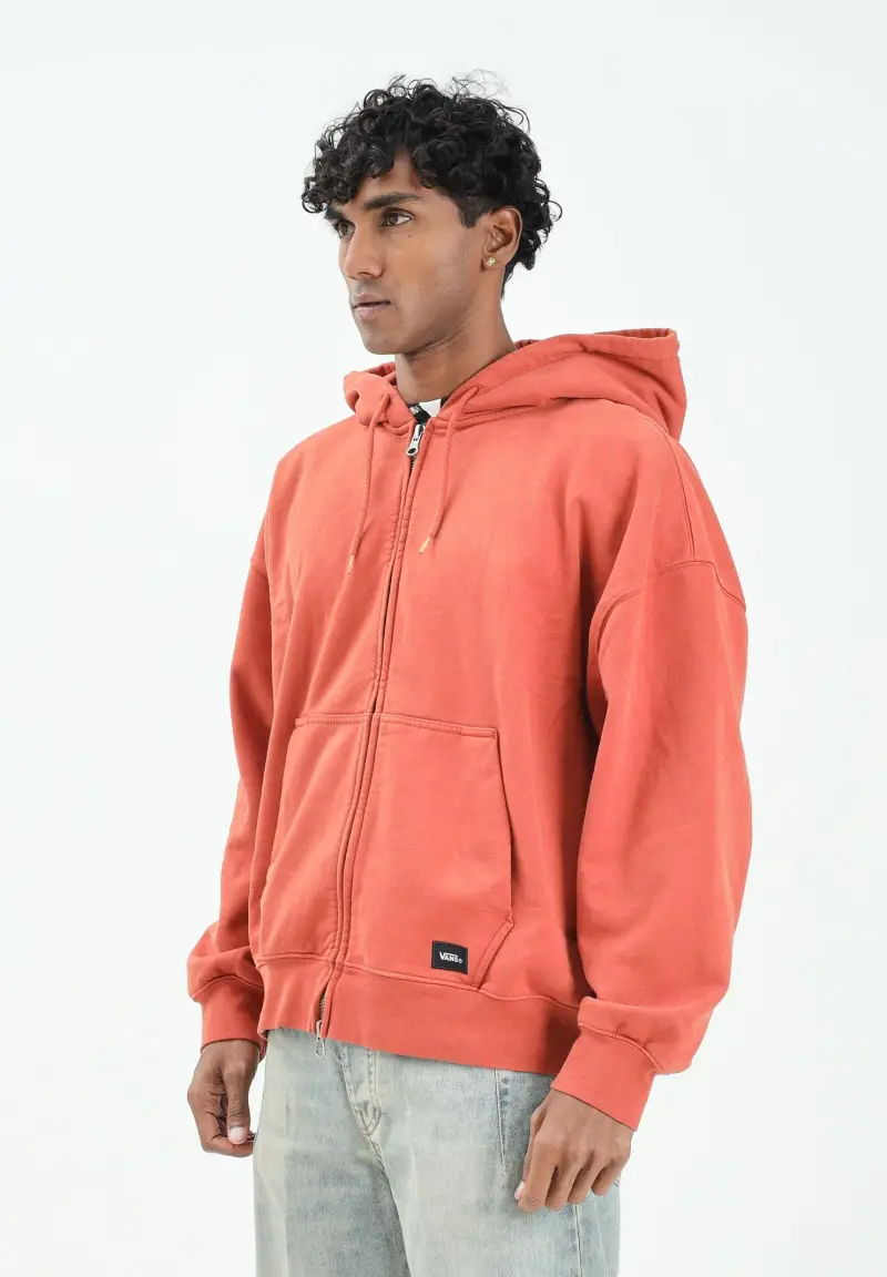 Felpa con zip Faded Burnt arancione da uomo