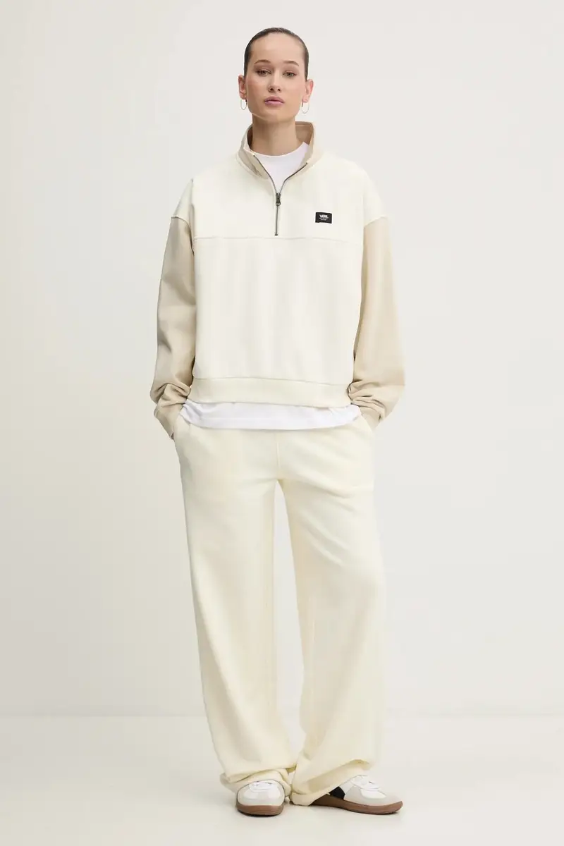 felpa donna colore beige con applicazione VN000H2AD0D1 miniatura 2