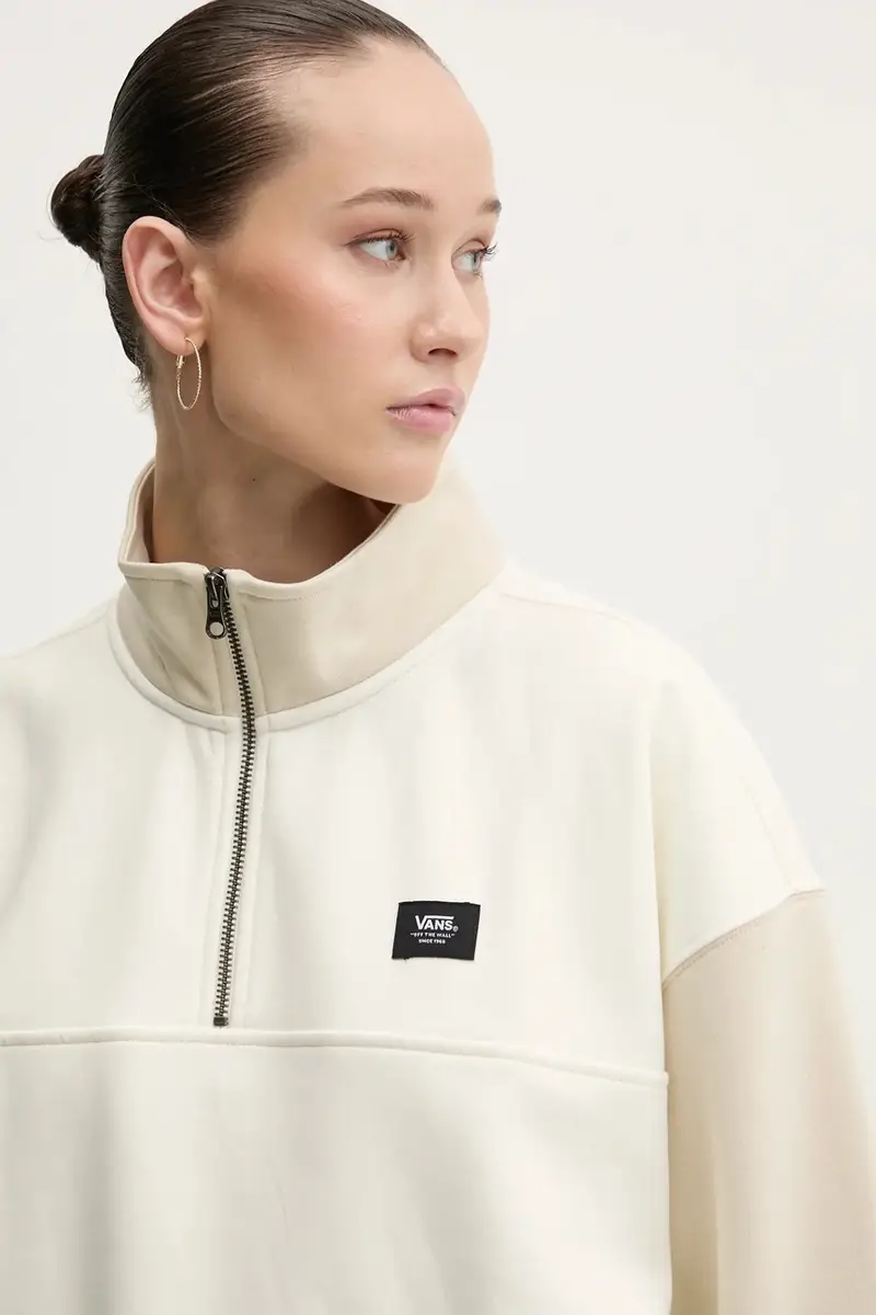 felpa donna colore beige con applicazione VN000H2AD0D1 miniatura 4