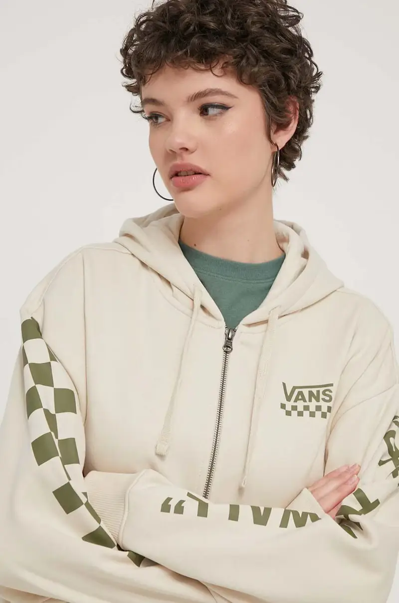 felpa donna colore beige con cappuccio miniatura 4