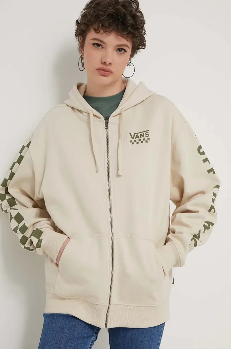 felpa donna colore beige con cappuccio