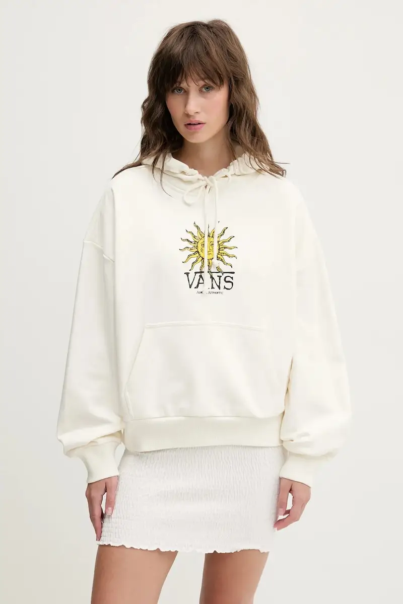 felpa in cotone colore beige con cappuccio VN000NXTFS81