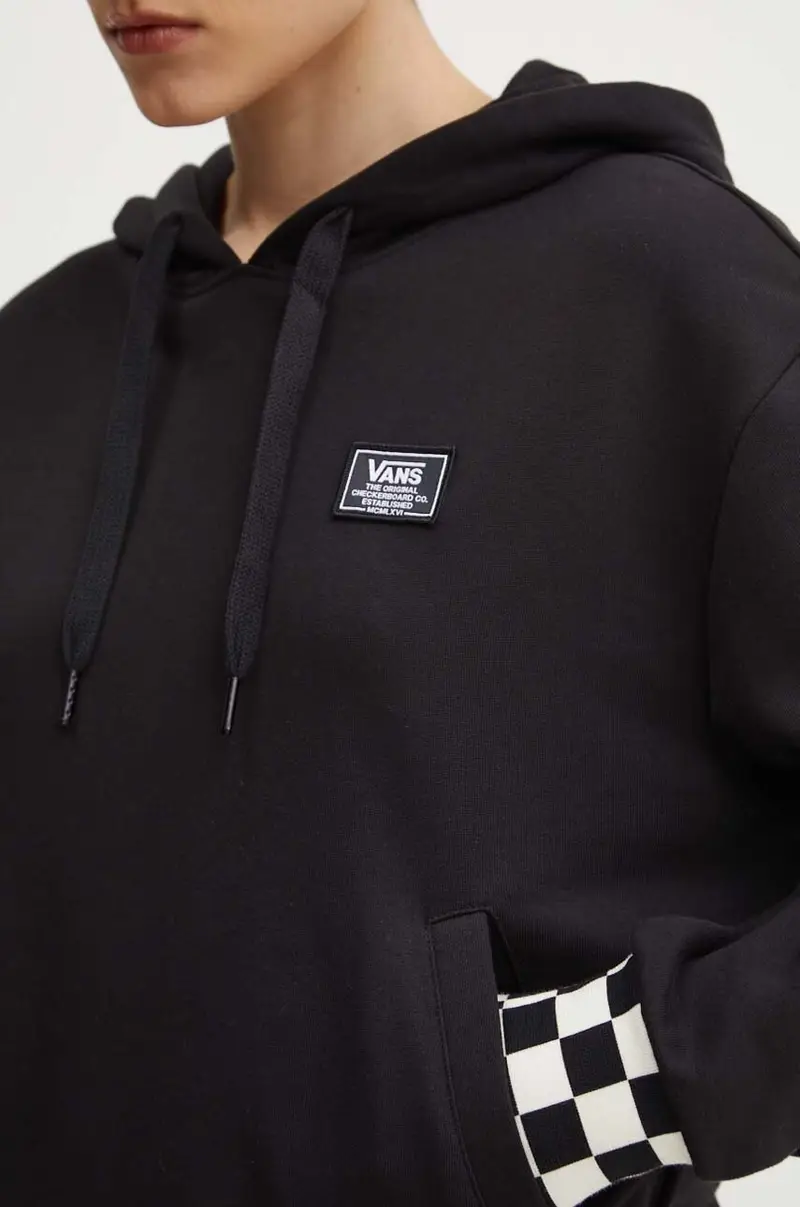 felpa in cotone donna colore nero con cappuccio con applicazione VN000GJ2BLK1 miniatura 5