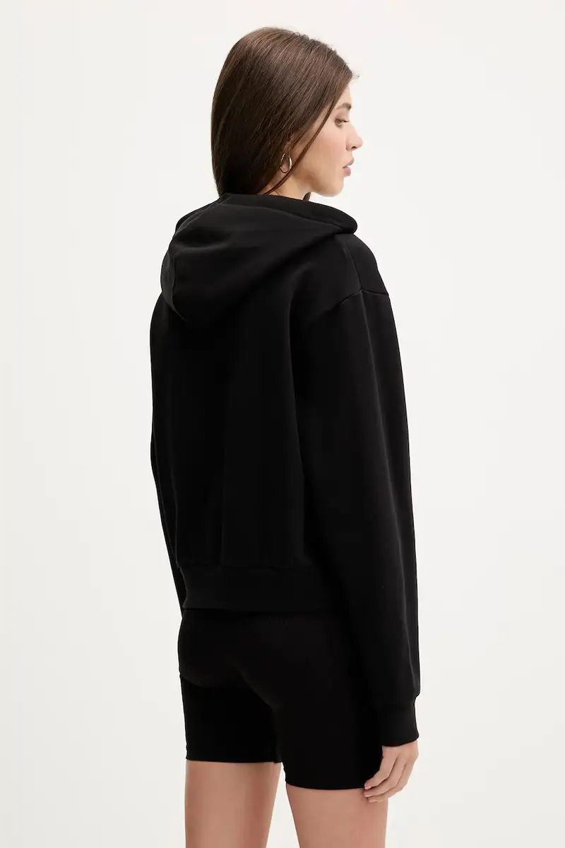 felpa in cotone donna colore nero con cappuccio con applicazione VN000P5PBLK1 miniatura 3