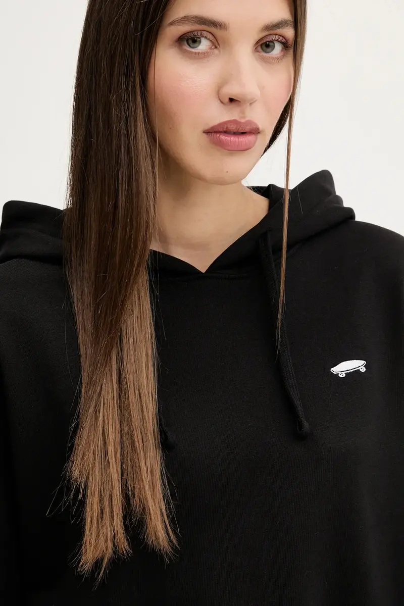 felpa in cotone donna colore nero con cappuccio con applicazione VN000P5PBLK1 miniatura 4