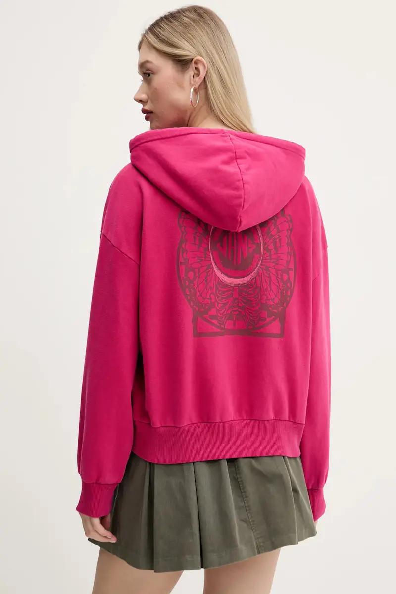 felpa in cotone donna colore rosa con cappuccio VN000NY1C9L1 miniatura 3