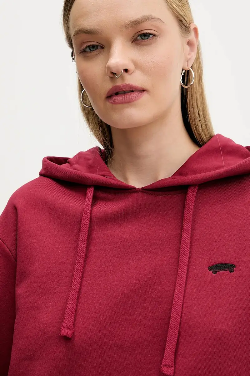 felpa in cotone donna colore rosso con cappuccio VN000P5PBRD1 miniatura 4