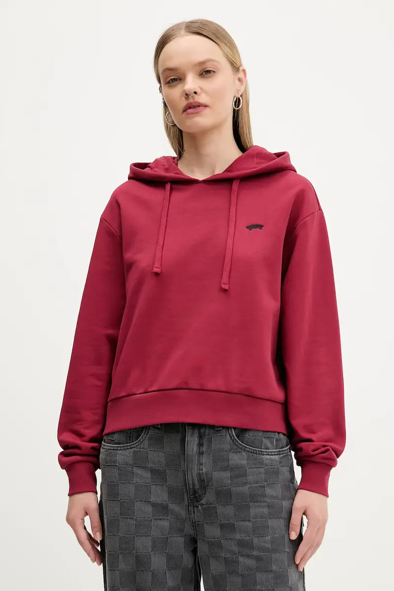felpa in cotone donna colore rosso con cappuccio VN000P5PBRD1