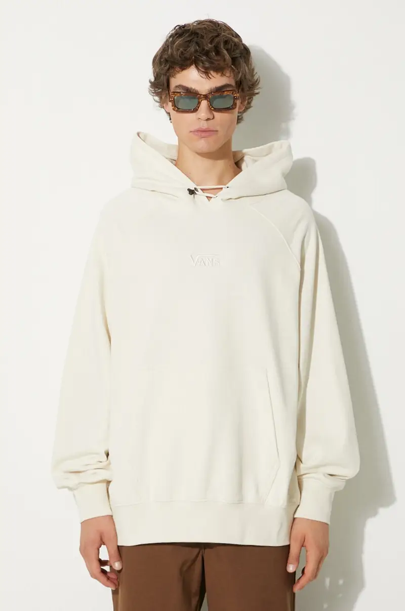 felpa in cotone Premium Classics LX Hoodie Fleece uomo colore beige con cappuccio VN000GZ189F1