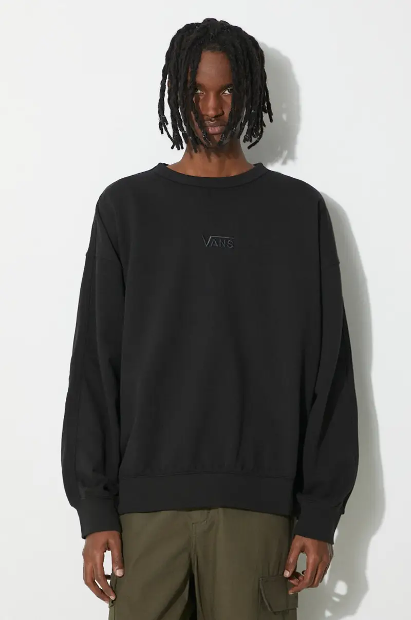 felpa in cotone Premium Standards Crew Fleece LX uomo colore nero VN000GBWBLK1