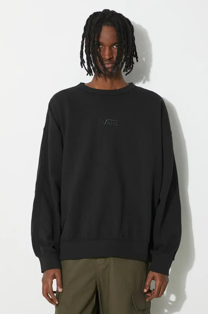 felpa in cotone Premium Standards Crew Fleece LX uomo colore nero VN000GBWBLK1