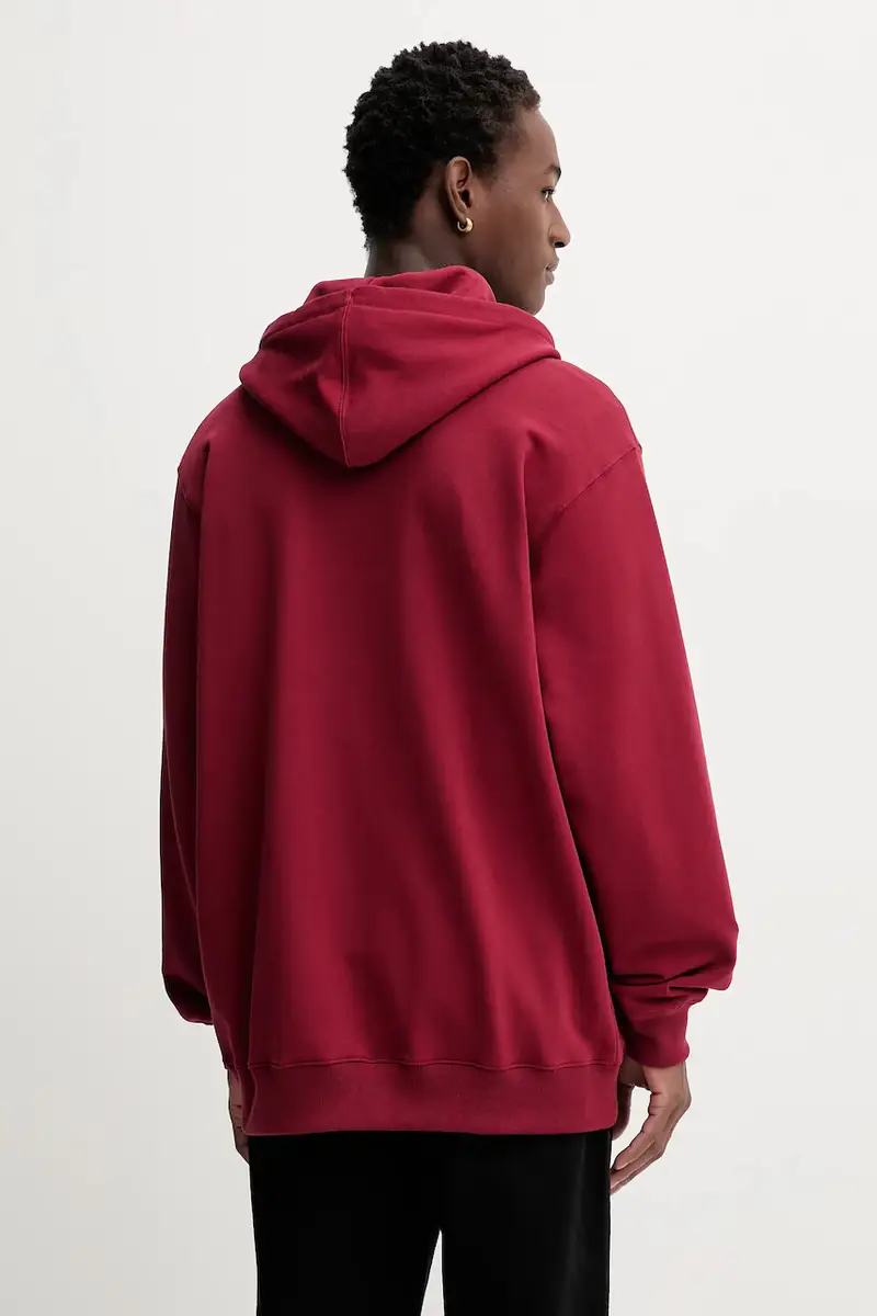 felpa in cotone uomo colore granata con cappuccio VN000P5ABRD1 miniatura 3