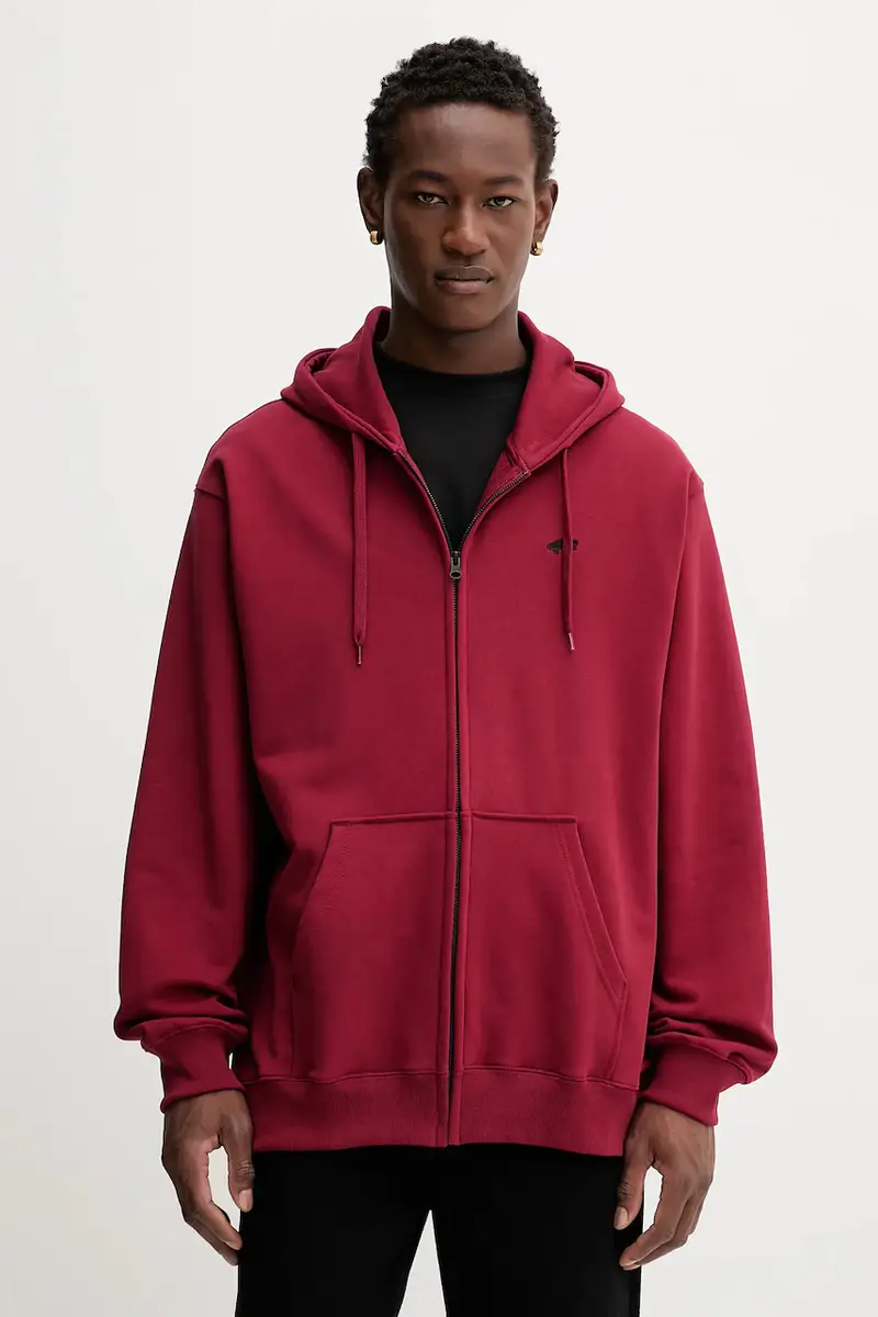 felpa in cotone uomo colore granata con cappuccio VN000P5ABRD1