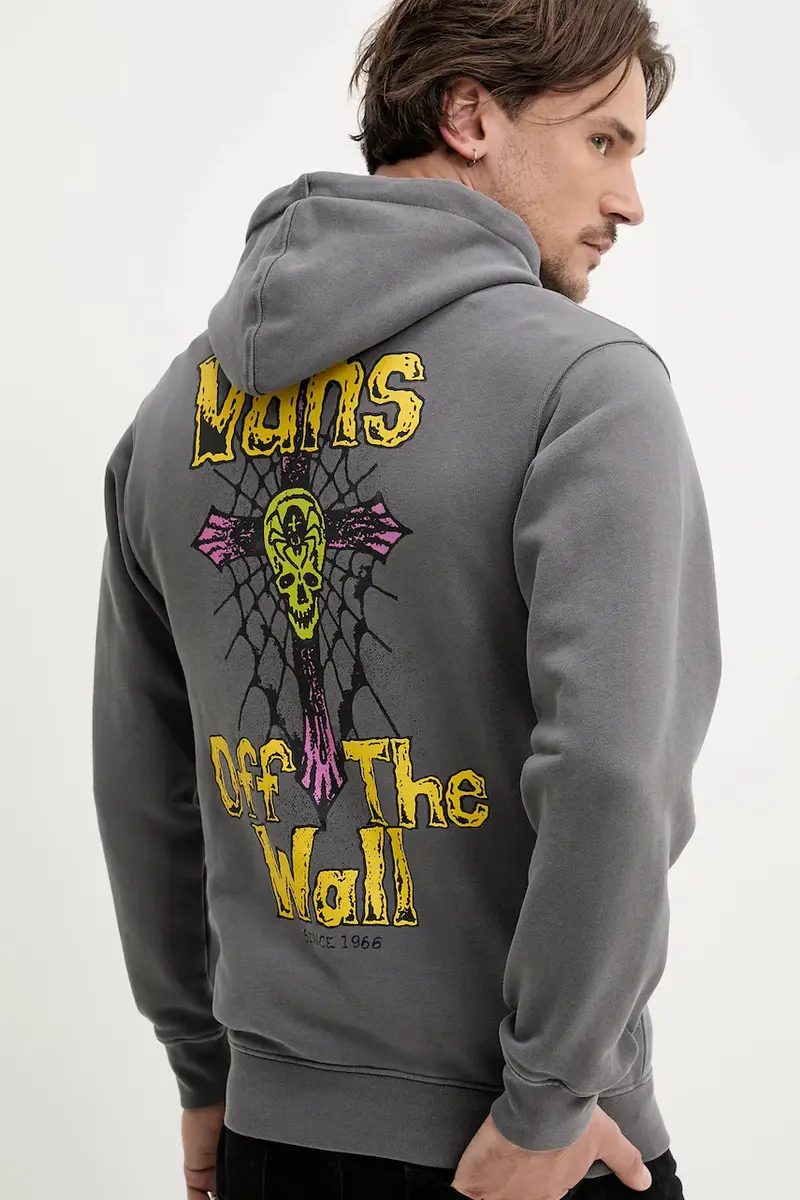 felpa in cotone uomo colore grigio con cappuccio VN000NWP1O71