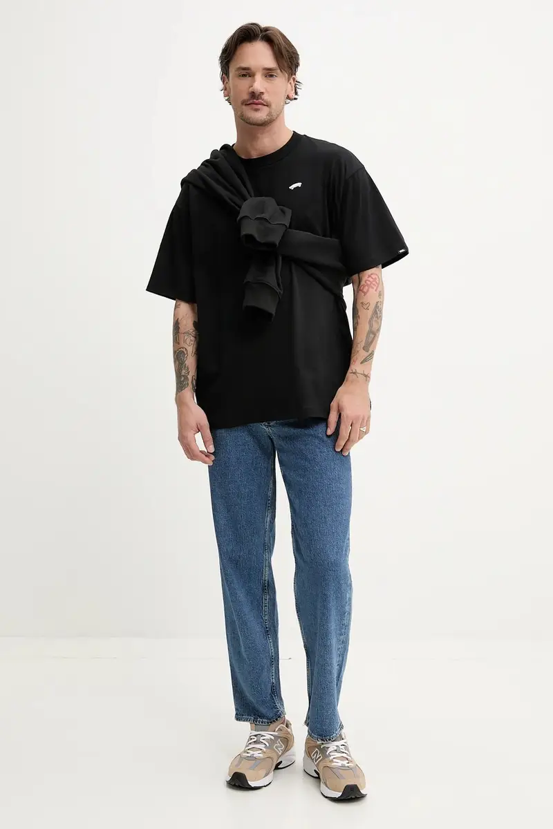 felpa in cotone uomo colore nero con cappuccio con applicazione VN000M1NBLK1 miniatura 2