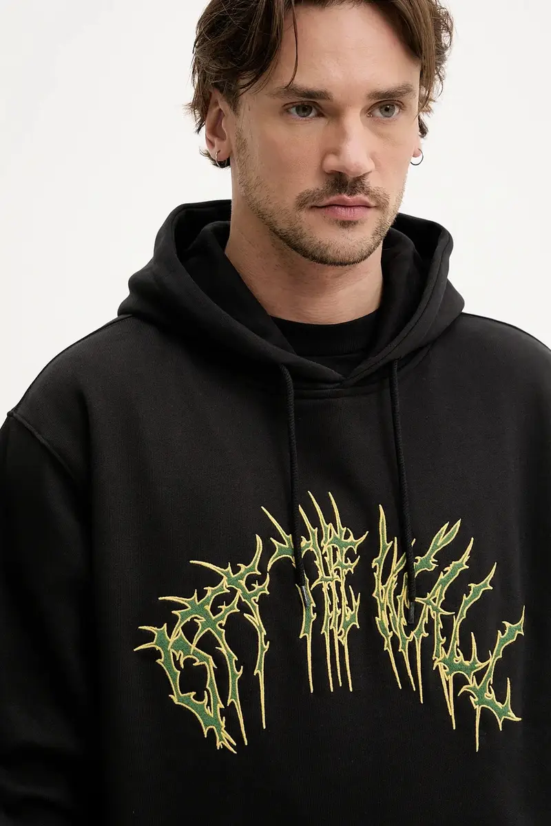 felpa in cotone uomo colore nero con cappuccio con applicazione VN000M1NBLK1 miniatura 4