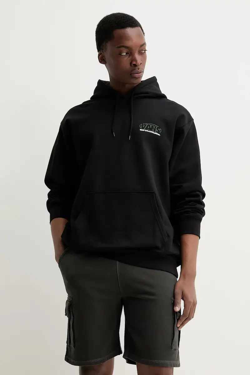 felpa in cotone uomo colore nero con cappuccio VN000M1PBLK1