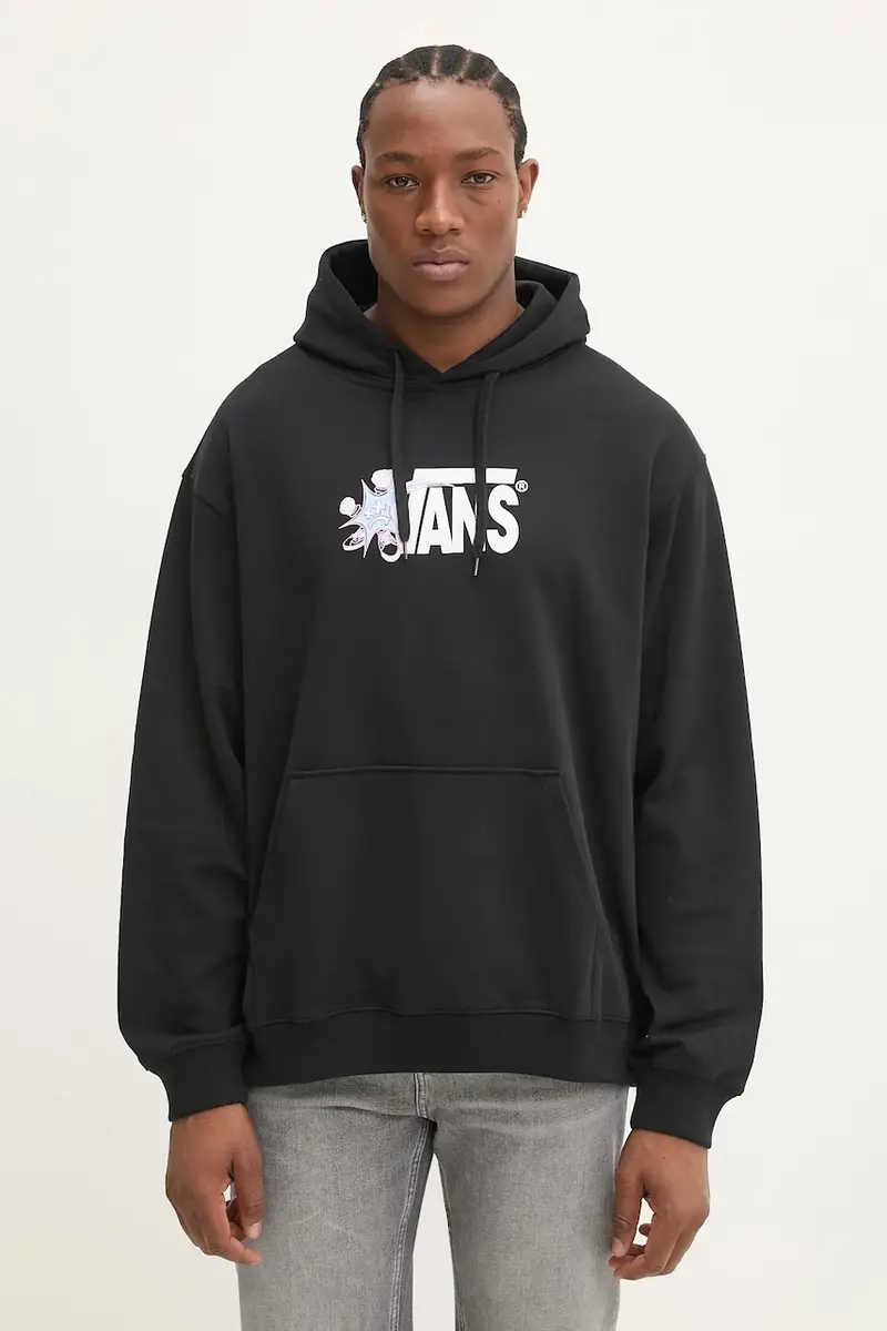 felpa in cotone uomo colore nero con cappuccio VN000M1QBLK1