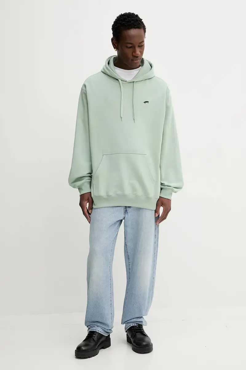 felpa in cotone uomo colore turchese con cappuccio VN000P58EMW1 miniatura 2