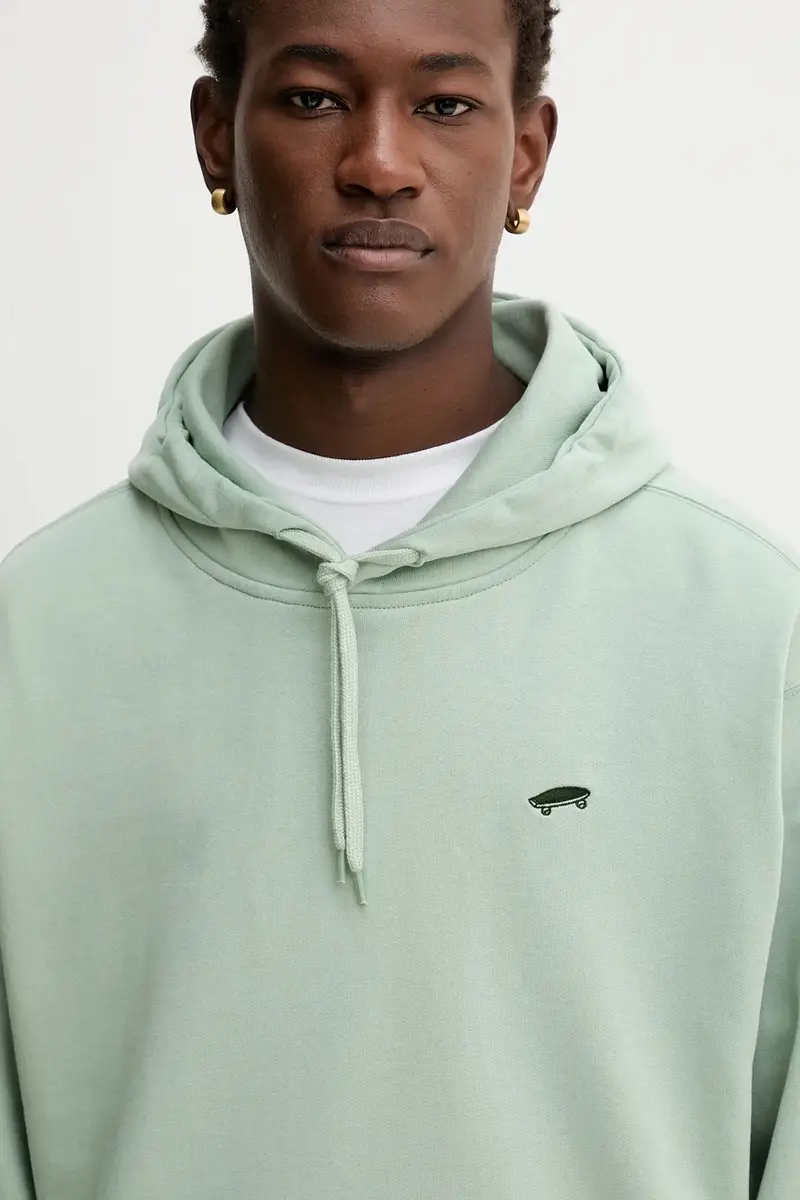 felpa in cotone uomo colore turchese con cappuccio VN000P58EMW1 miniatura 3