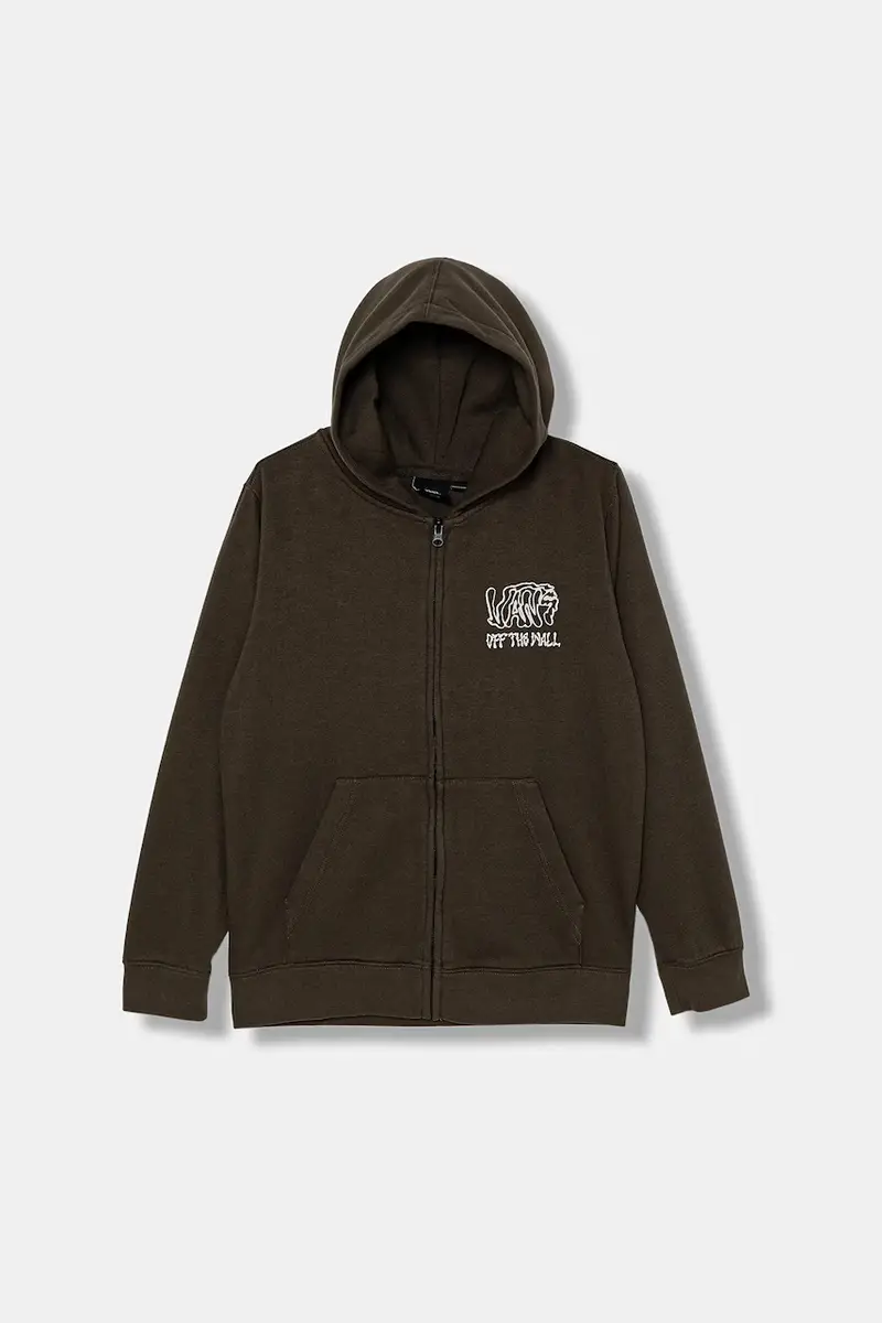 felpa per bambini Rippled Full Zip colore marrone con cappuccio VN000PX2EMP1