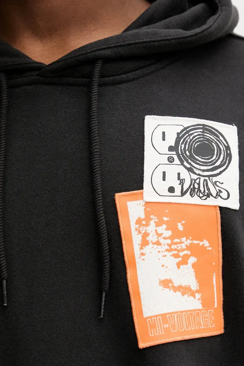 felpa uomo colore nero con cappuccio con applicazione VN000PAZBLK1 miniatura 5