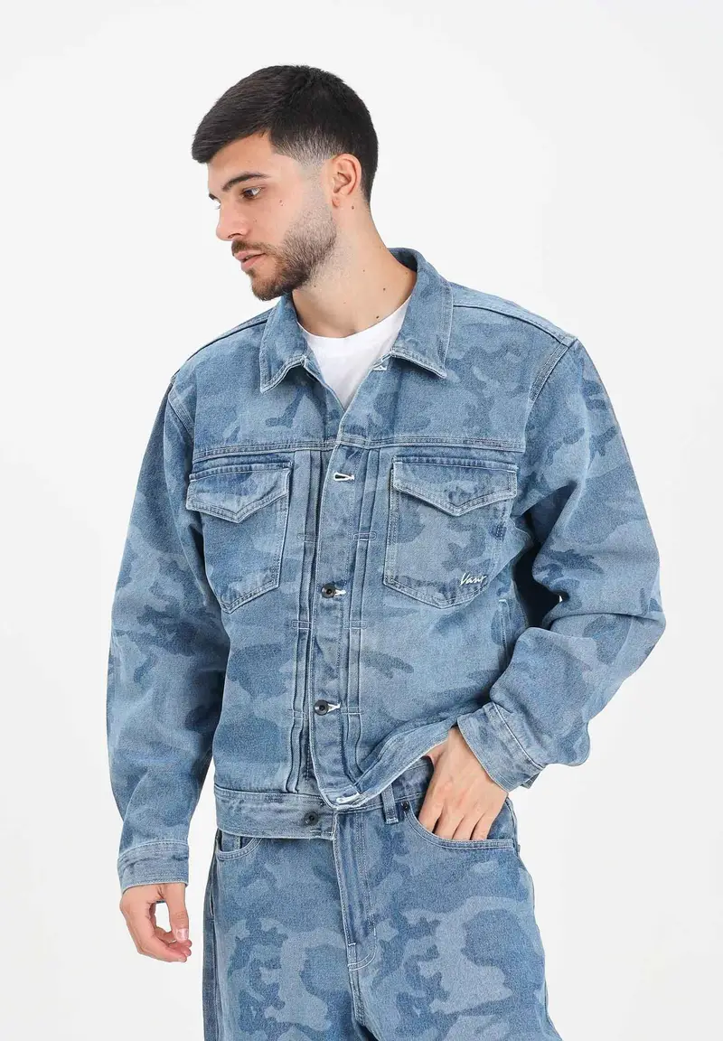 Giubbotto in denim camouflage da uomo miniatura 2