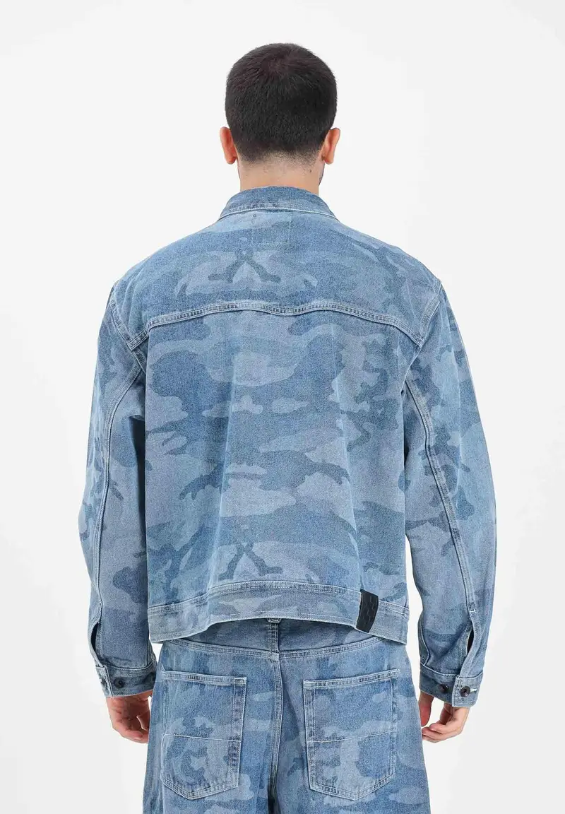 Giubbotto in denim camouflage da uomo miniatura 3