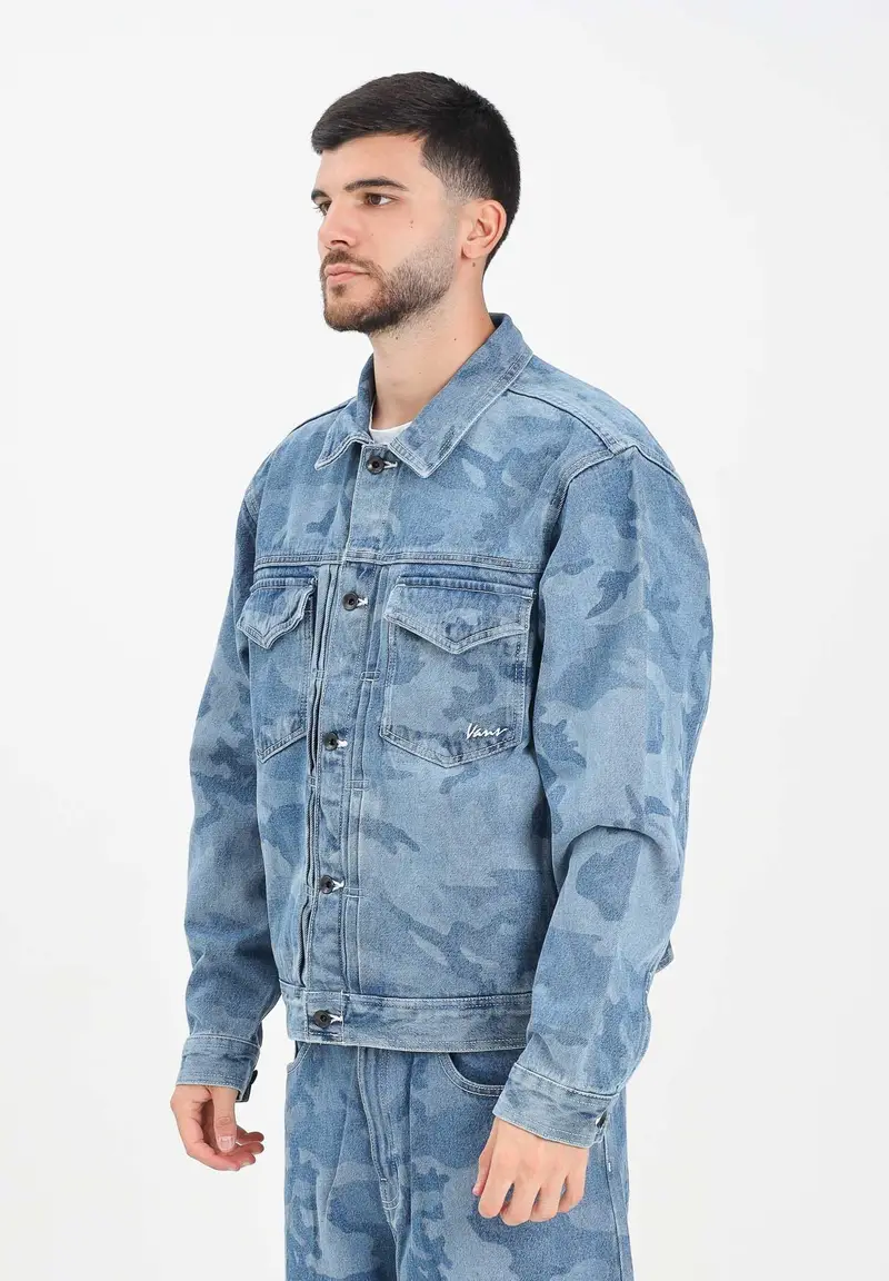 Giubbotto in denim camouflage da uomo