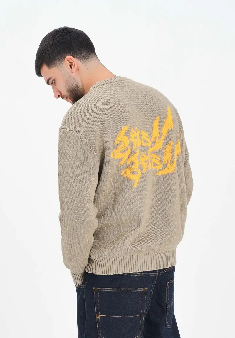 Maglioncino girocollo Raw Instinct Mirror beige da uomo miniatura 2