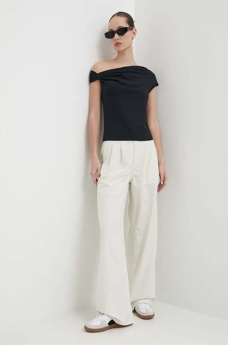 pantaloni donna colore beige miniatura 2