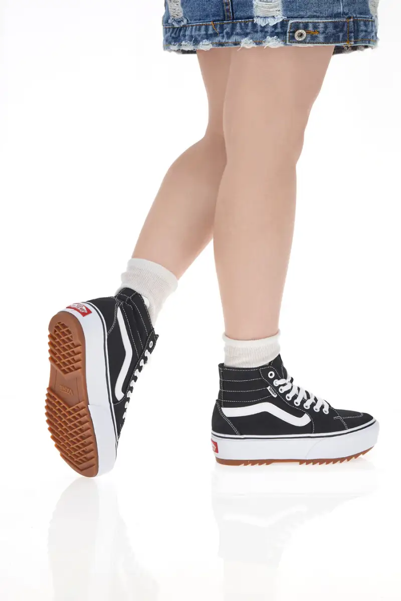Sneakers con Flatform Vans Hi Tapere Nere e Bianche [NERO] miniatura 3