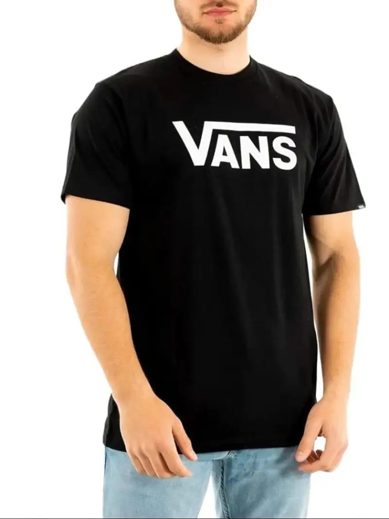 Vans tshirt nera uomo in cotone logo frontale