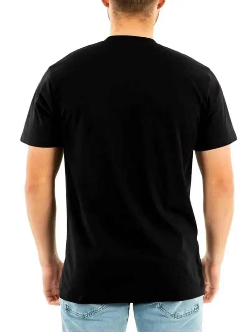 Vans tshirt nera uomo in cotone logo frontale miniatura 2