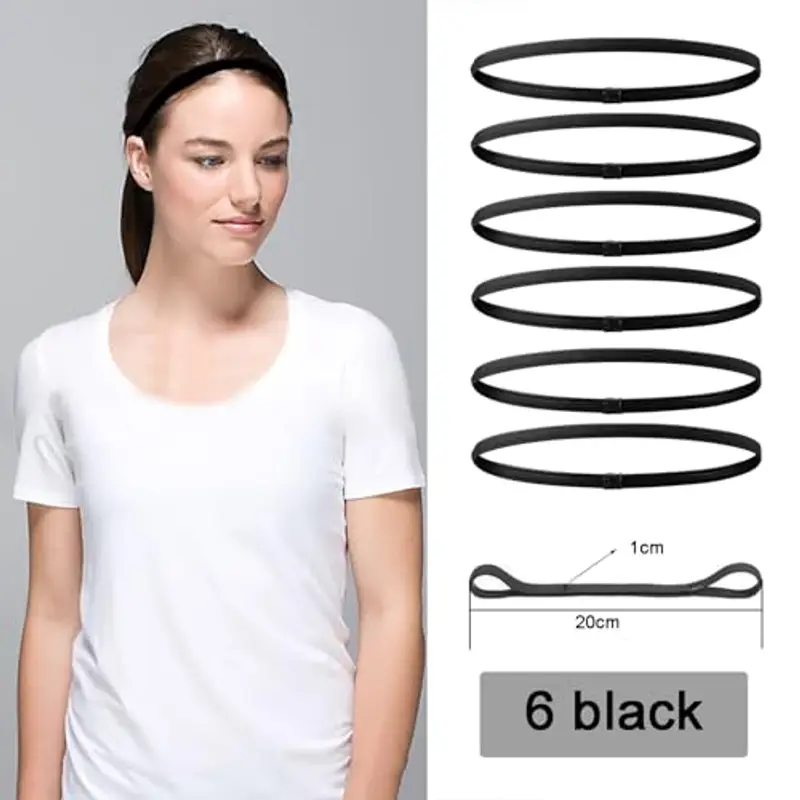 vaolmlop 6 Pezzi Sportiva Fascia Capelli, Cerchietto Sportivo Sottile, Sportive Fascette Antiscivolo Per Donne Sport miniatura 2