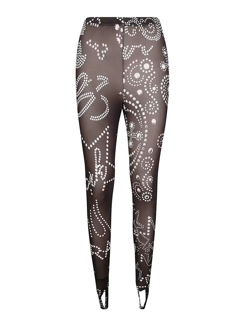 Legging da donna con borchie in maglia Nero