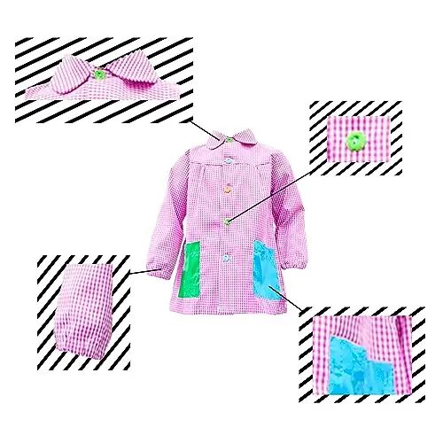 various Vestaglia scolastica per bambini Babi scuola bambino o ragazza per asilo e scuola quadrata con botoens, collo miniatura 2