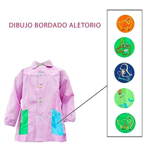 various Vestaglia scolastica per bambini Babi scuola bambino o ragazza per asilo e scuola quadrata con botoens, collo miniatura 3