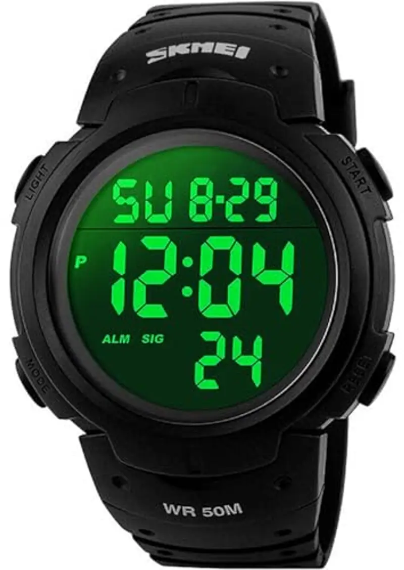 VDSOW, orologio da uomo sportivo digitale, orologio da esterni, impermeabile, con sveglia e timer, militare, con retroilluminazione a LED, adatto a corridori, colore nero
