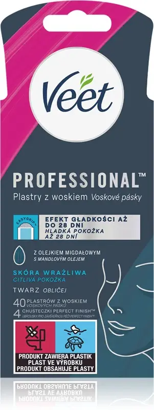 Strisce di cera per il viso per pelli sensibili 40 pz