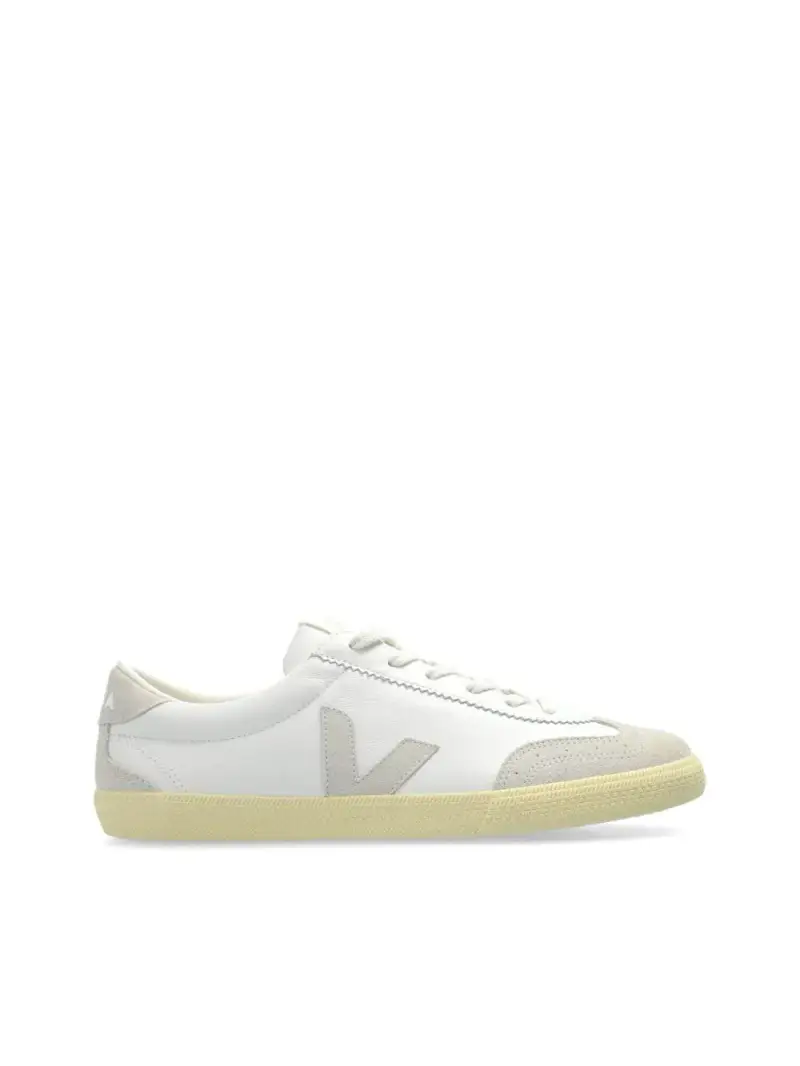Sneakers in Pelle e Tela con Inserti Bianco