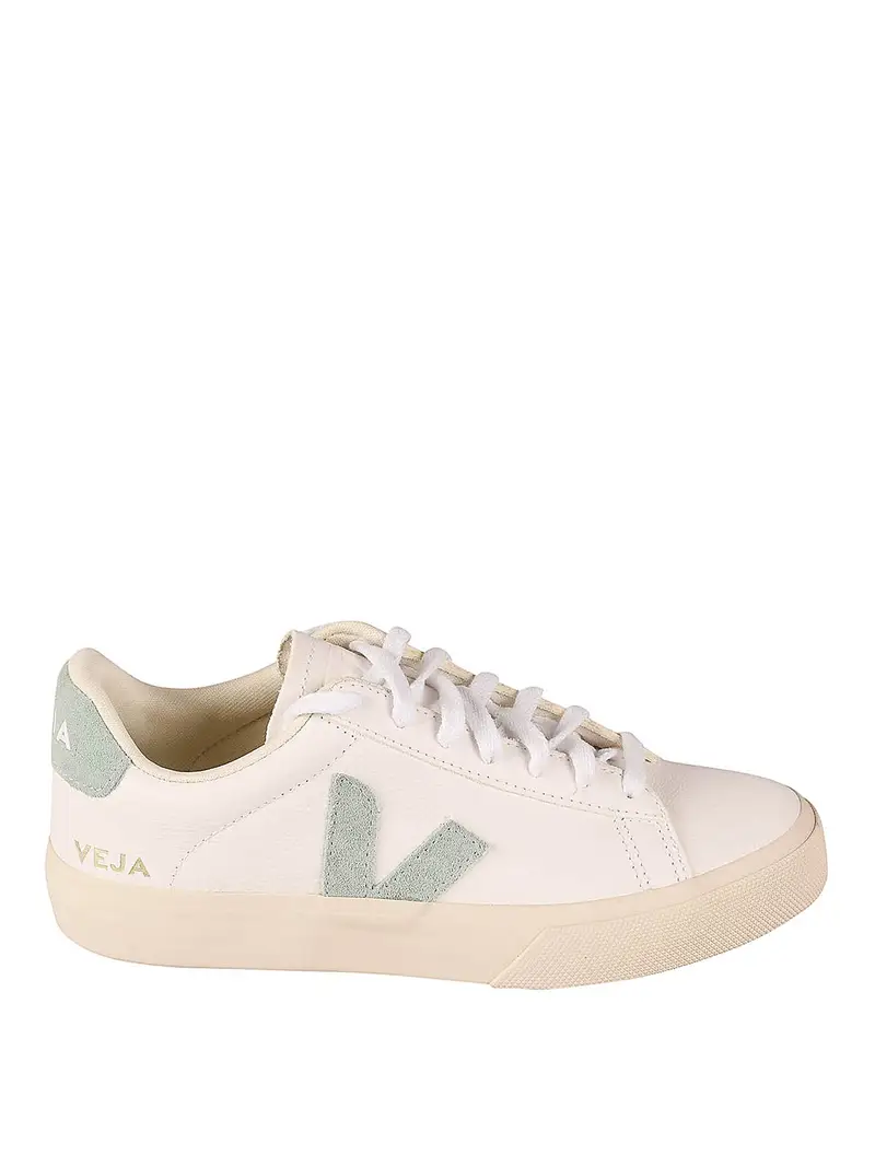 Sneakers in pelle logate Crema