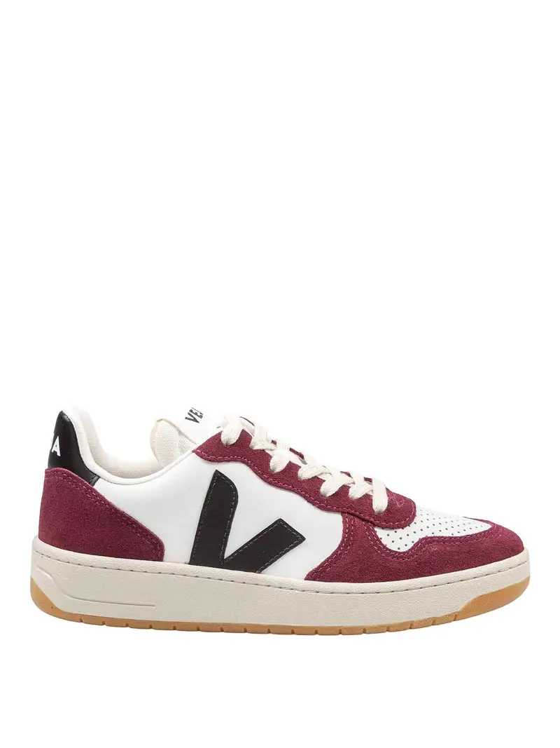 Sneakers V-10 In Pelle Rosso Scuro