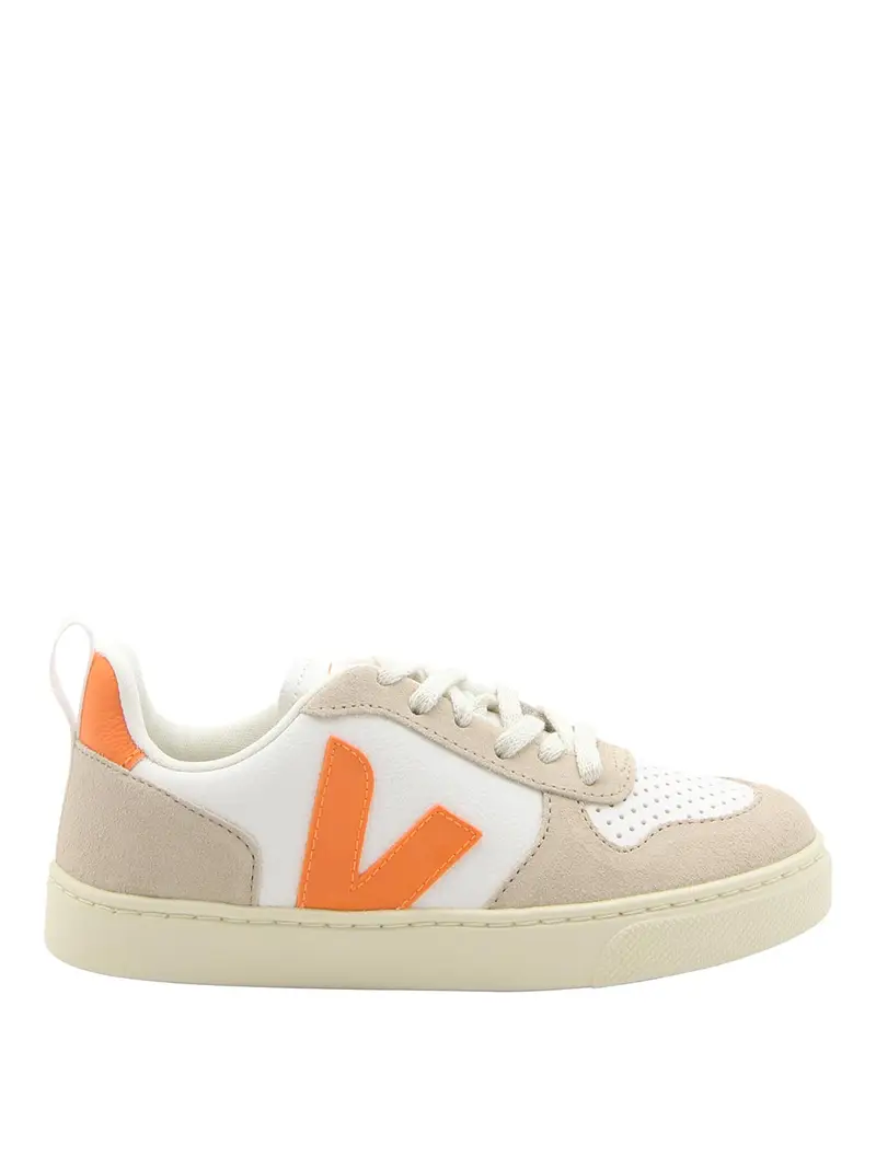 Sneakers V-1O in pelle bianca Fury e mandorla Bianco